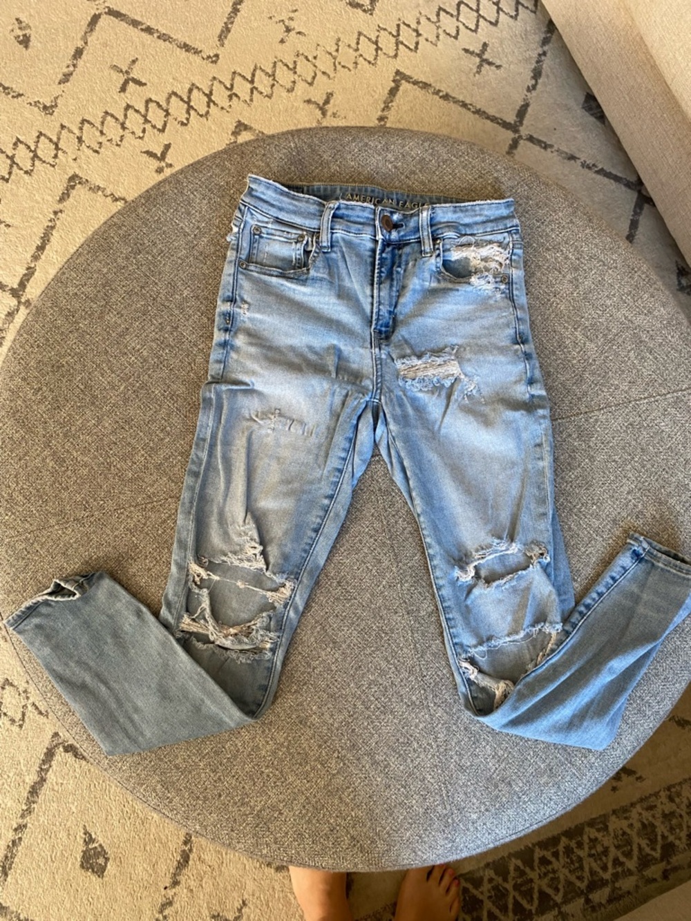 American Eagle Outfitters Light Blue Ripped Skinny Jeans